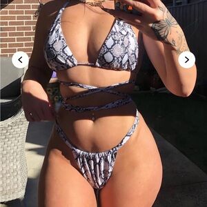 Fashion Nova Snakeskin Print Bikini Set